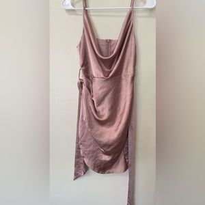 Bebe Satin Cowl Neck Wrap Dress